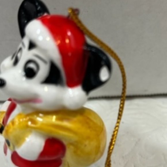 VTG Disney Porcelain Santa Mickey Mouse Christmas Tree Ornament Japan 2.75" - Picture 8 of 9